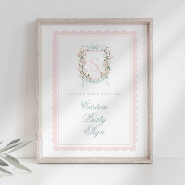 Elegant Monogram Crest Baby Shower Custom 5x7 Poster (Creator Uploaded)