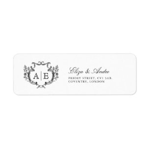Elegant Monogram Crest Black and White Wedding