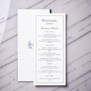 Elegant Monogram Crest Dusty Blue Frame Wedding Menu