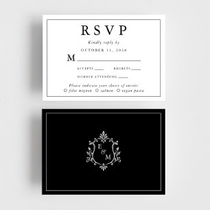 Elegant Monogram Crest Wedding Meal Choice RSVP Card
