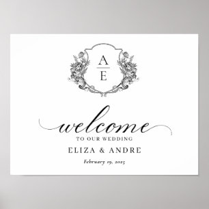 Elegant Monogram Crest Welcome Wedding Poster