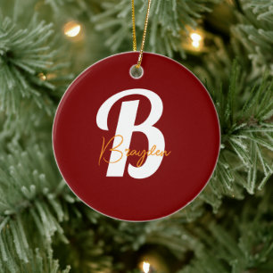 Elegant Monogram custom Ceramic Tree Decoration