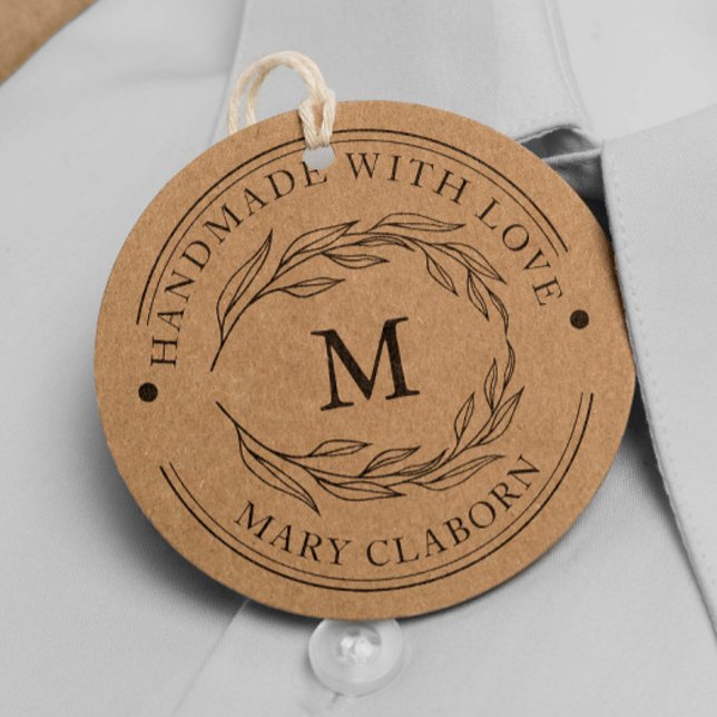 Elegant Monogram Custom Name Handmade With Love Rubber Stamp (Creator Uploaded)