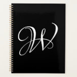 Elegant monogram custom script calligraphy initial planner<br><div class="desc">Elegant monogram custom script calligraphy initial letter personalised planner.
Custom white text on black background.
Check the rest of Brighton Projects collection for matching and coordinating items.
Feel free to send a message for questions or design help.</div>