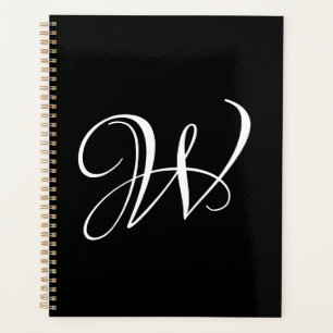 Elegant monogram custom script calligraphy initial planner