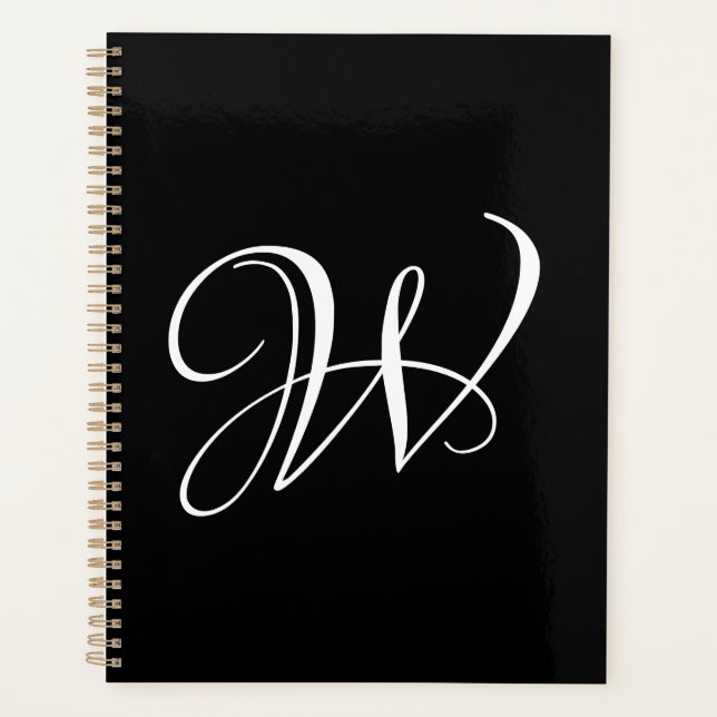 Elegant monogram custom script calligraphy initial planner (Front)