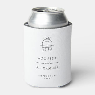 Elegant Monogram Custom Wedding Names Can Cooler