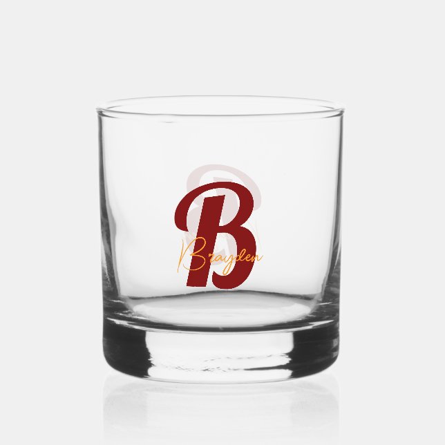 Elegant Monogram  custom  Whiskey Glass (Back)