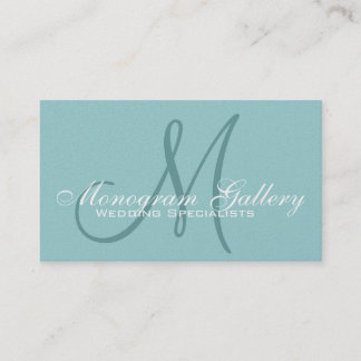 Elegant Monogram Customisable Aqua Business Card