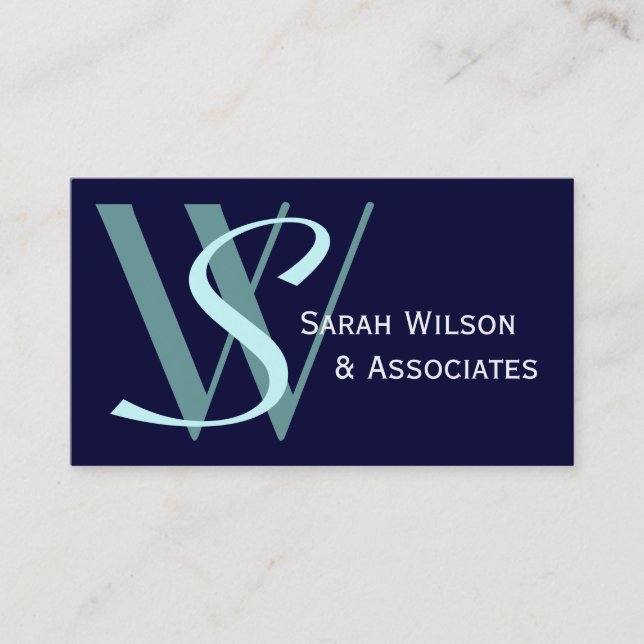 Elegant Monogram Customisable Business Card (Front)