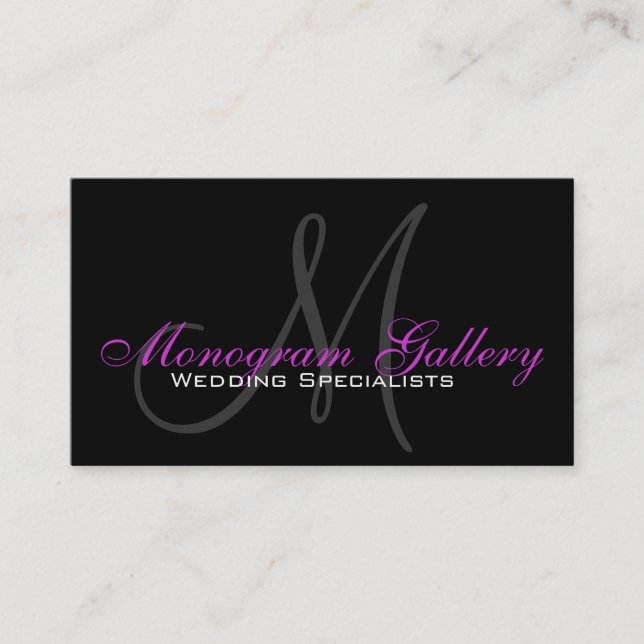 Elegant Monogram Customisable Business Card Purple (Front)