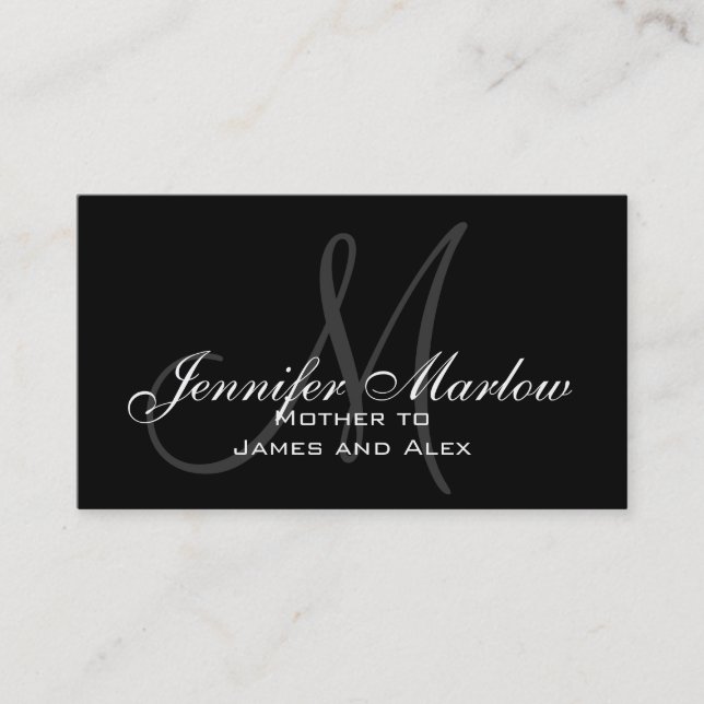 Elegant Monogram Customisable Mummy Calling Card (Front)