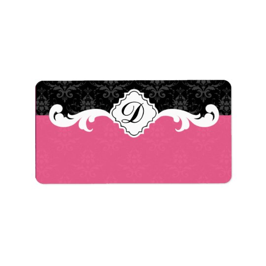 Elegant Monogram Damask Address Label