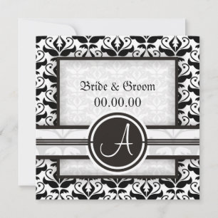 Elegant Monogram Damask Save The Date Announcement
