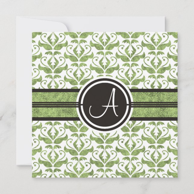 Elegant Monogram Damask Save The Date Announcement (Front)
