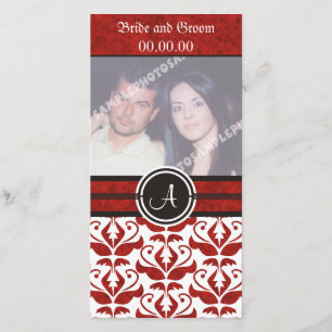 Elegant Monogram Damask Save The Date Photo Cards