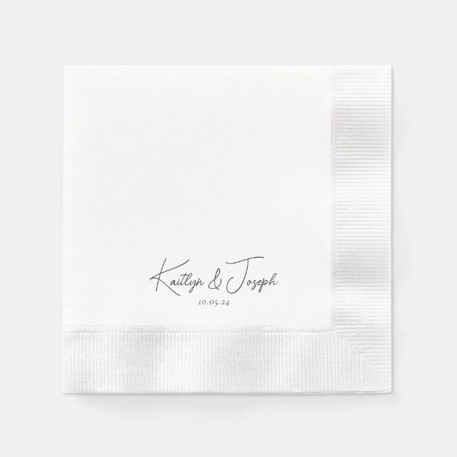 Elegant Monogram Date Modern Typography Wedding Napkin (Front)