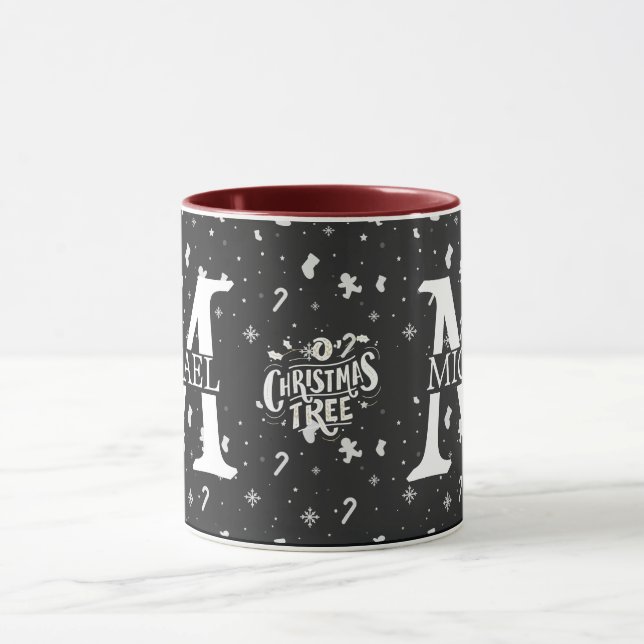 Elegant Monogram Decorative Christmas holiday  Mug (Center)