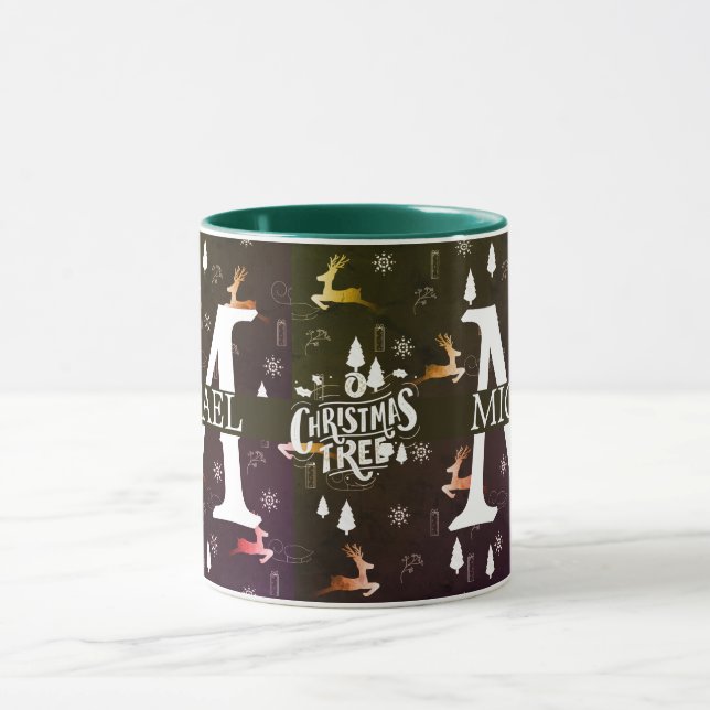 Elegant Monogram Decorative Christmas holiday  Mug (Center)