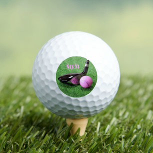 Elegant Monogram Decorative Script Pink Golf Ball