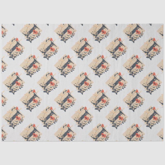 Elegant monogram design Letter I pattern 1 Tissue Paper (Front)