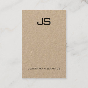 Elegant Monogram Design Real Kraft Modern Vertical Business Card