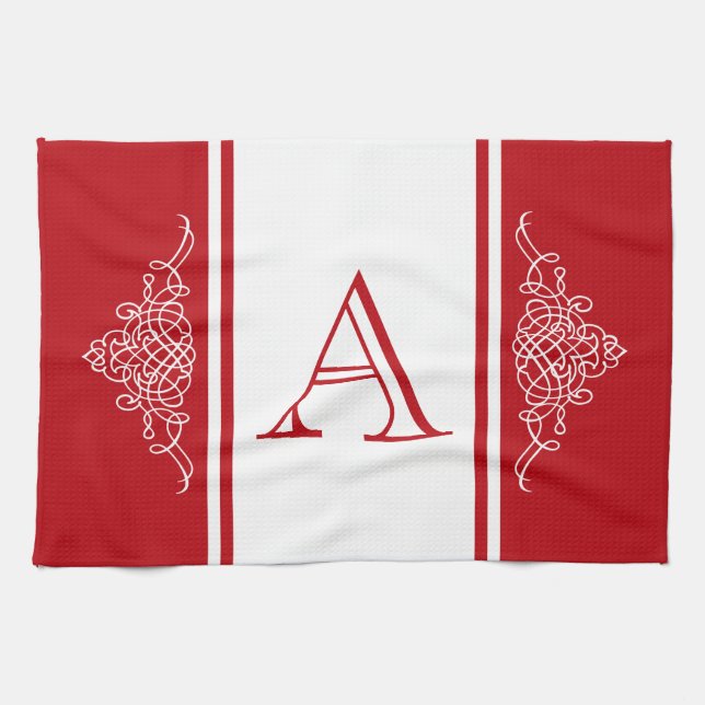 Elegant monogram design tea towel (Horizontal)