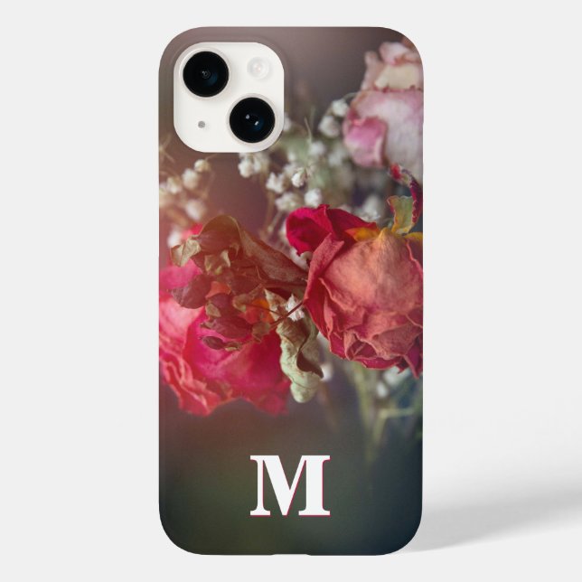Elegant Monogram Dried Flowers Custom iPhone Case (Back)