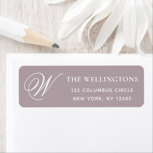 Elegant Monogram Dusty Purple Return Address