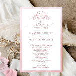 Elegant  Monogram Dusty Rose Wedding Program<br><div class="desc">Elegant Dusty Rose Wedding program with beautiful hand-drawn monogram and watercolor frame in dusty rose hues. Modern handwritten calligraphy elements. Ability to make text changes and adjustments by selecting "Edit using design tool". Front with wedding ceremony details, back with wedding party names and thank you message for your guests. Part...</div>