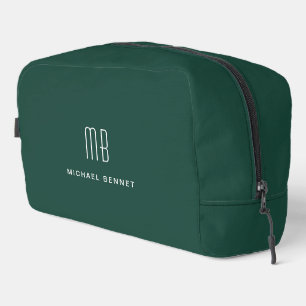 Elegant Monogram Emerald Green Dopp Kit