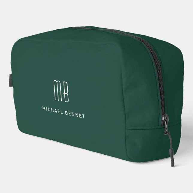 Elegant Monogram Emerald Green Dopp Kit (Right Corner)