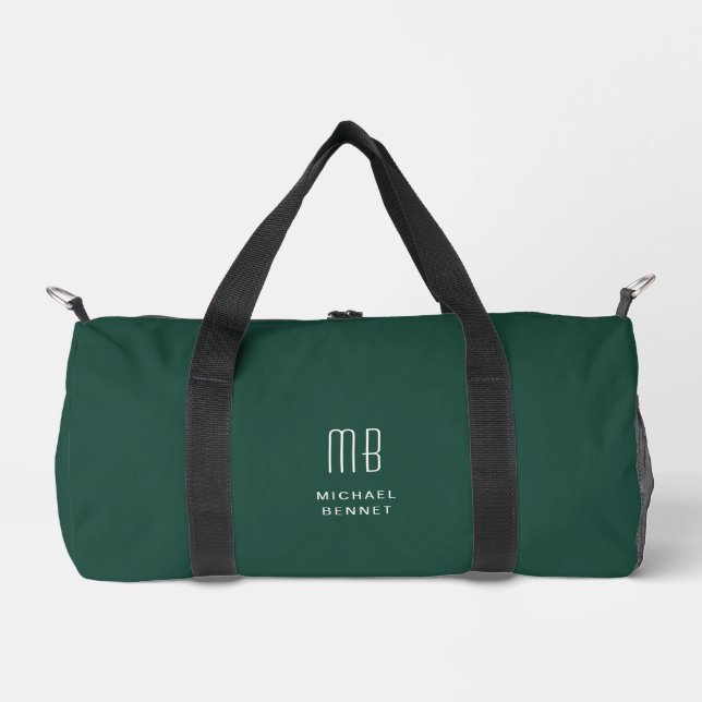 Elegant Monogram Emerald Green Duffle Bag (Front)