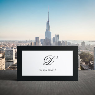 Elegant Monogram Encadré Black Frame Business Card