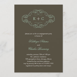 Elegant Monogram Engagement Party Invitation