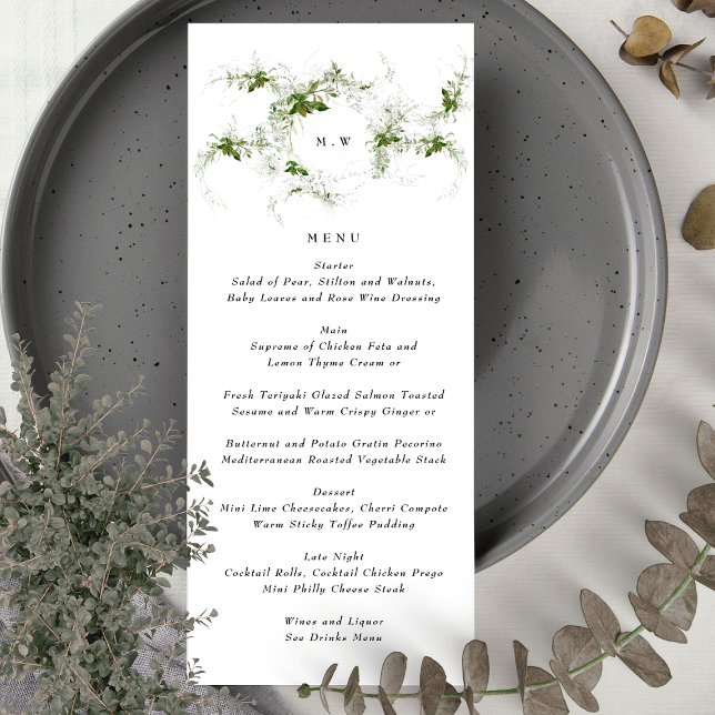 Elegant Monogram | Eucalyptus Wreath Wedding Menu (Creator Uploaded)