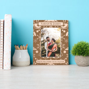 Elegant Monogram Family Name Christmas Holiday Etched Frames