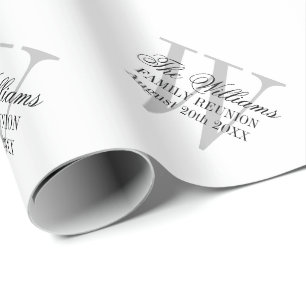 Elegant monogram family reunion gathering party wrapping paper