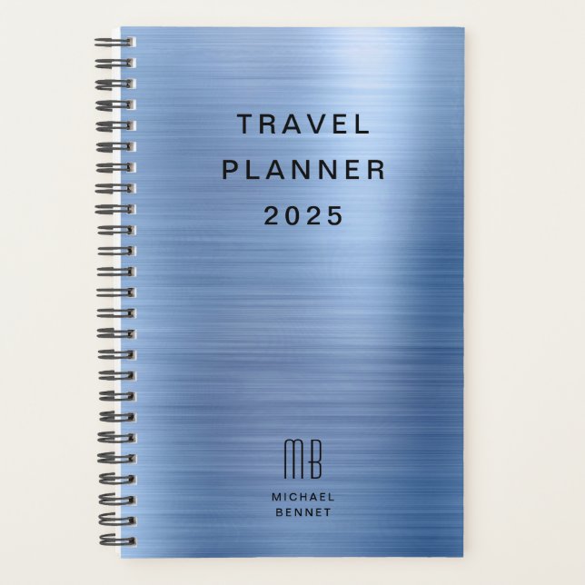 Elegant Monogram Faux Gold Travel Planner (Front)