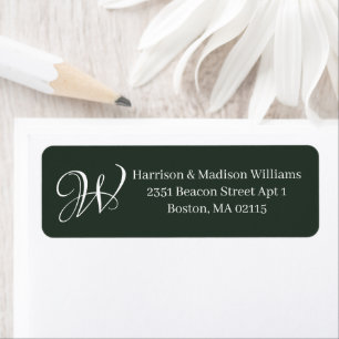 Elegant Monogram fir green classic return address