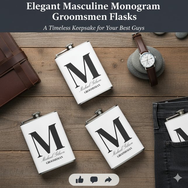 Elegant Monogram Flask - Personalized Groomsmen Gi (Elegant Monogram Flask - Personalized Groomsmen Gift)