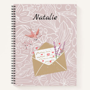 Elegant monogram floral background pink notebook