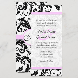 Elegant Monogram Floral Damask Wedding Invitation