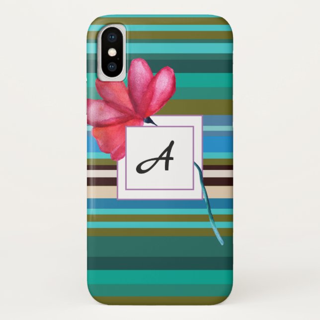 Elegant Monogram Floral  iPhone Case (Back)