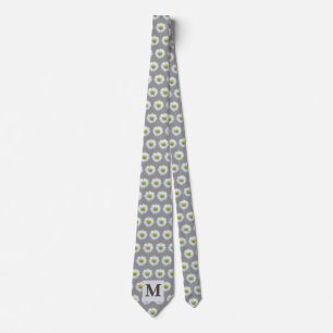 Elegant monogram floral pattern Grey Tie