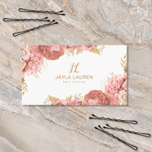 Elegant Monogram Floral Pink Gold
