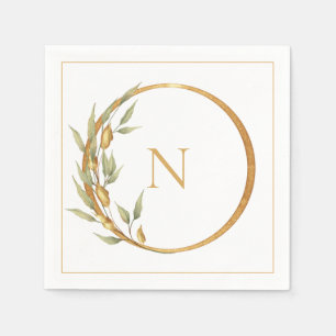 Elegant Monogram Floral Wedding Napkin