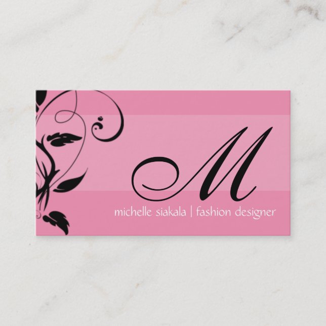 elegant; monogram flourish business card (Front)