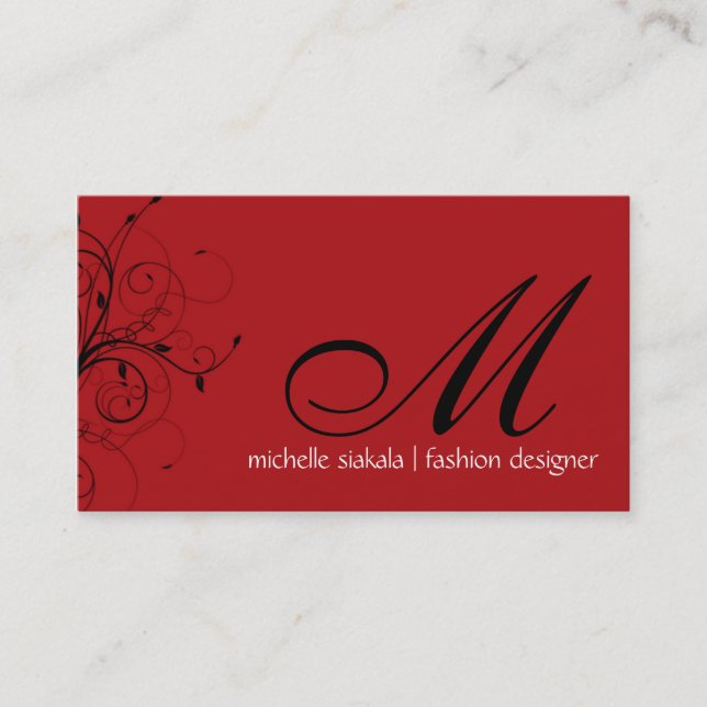 elegant; monogram flourish business card (Front)