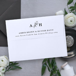Elegant Monogram Foliage Wedding Envelope